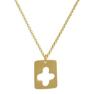 Handmade gold-plated 925 silver necklace featuring a small cut-out cross pendant on a delicate chain.