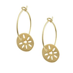 Handmade hoop earrings in 925 silver gold-plated, featuring the brand’s signature sun motif, part of the Summer Breeze collection.