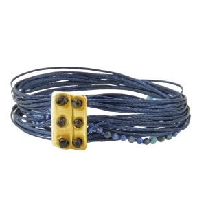 Multistrand rosary bracelet with lapis lazuli beads knotted on silk thread and 925 or gold-plated 925 clasp.