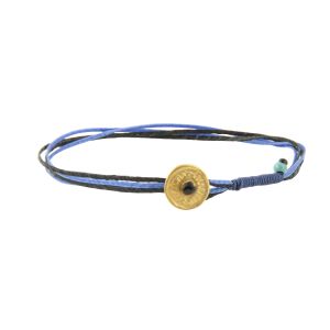 Handmade bracelet with an evil eye charm in 925 silver or gold-plated 925 silver, tied with waxed cord, boho luxe jewellery by Chase the Sun