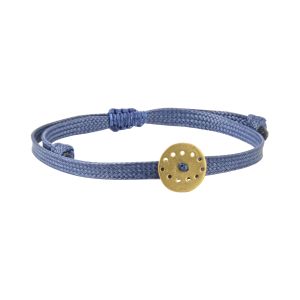 Handmade perforated evil eye bracelet in 925 silver on flat macramé cord, Chase the Sun Boho Luxe Jewellery