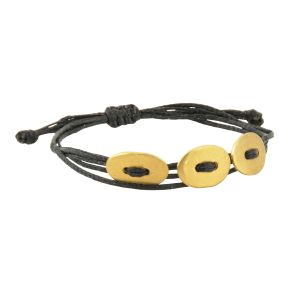 Handmade cord bracelet with oval silver button elements in 925 silver
