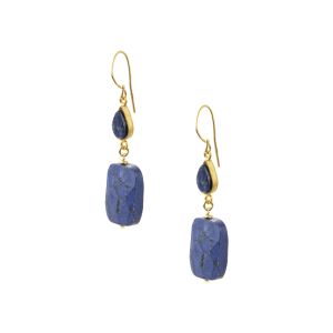 Earrings in Silver 925 with Lapis Lazuli Cabochon in Bezel Setting & Lapis Lazuli Drop